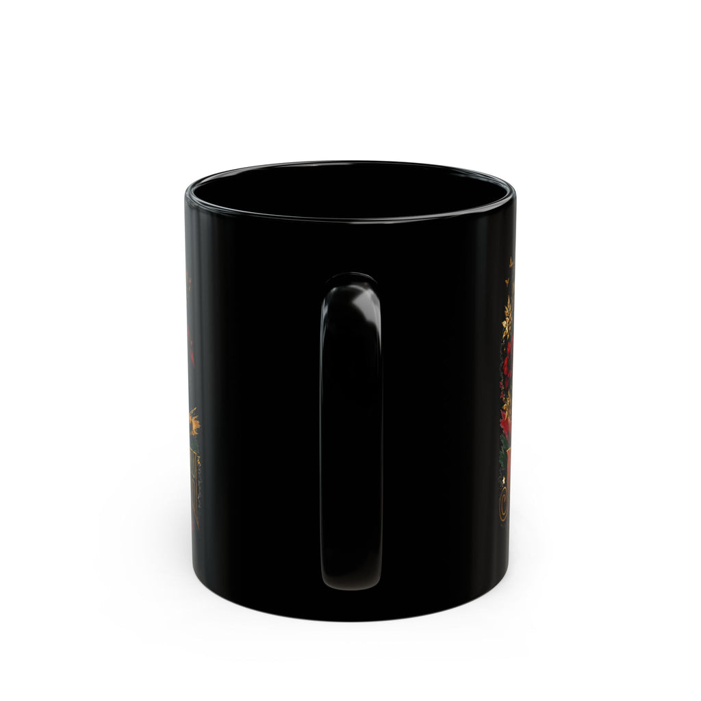Juneteenth Celebration Mug | Black Heritage Coffee Cup with Afro Floral Portrait (11oz/15oz) | Juneteenth 1865 Heritage Mug | Premium Black Ceramic Coffee Mug