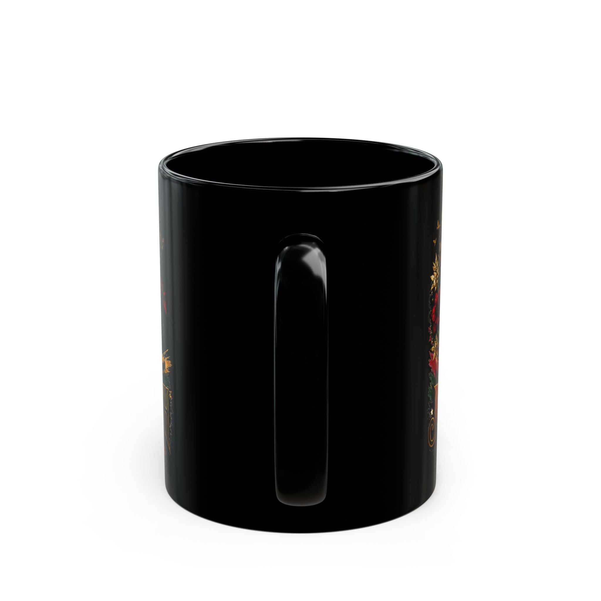 Juneteenth Celebration Mug | Black Heritage Coffee Cup with Afro Floral Portrait (11oz/15oz) | Juneteenth 1865 Heritage Mug | Premium Black Ceramic Coffee Mug