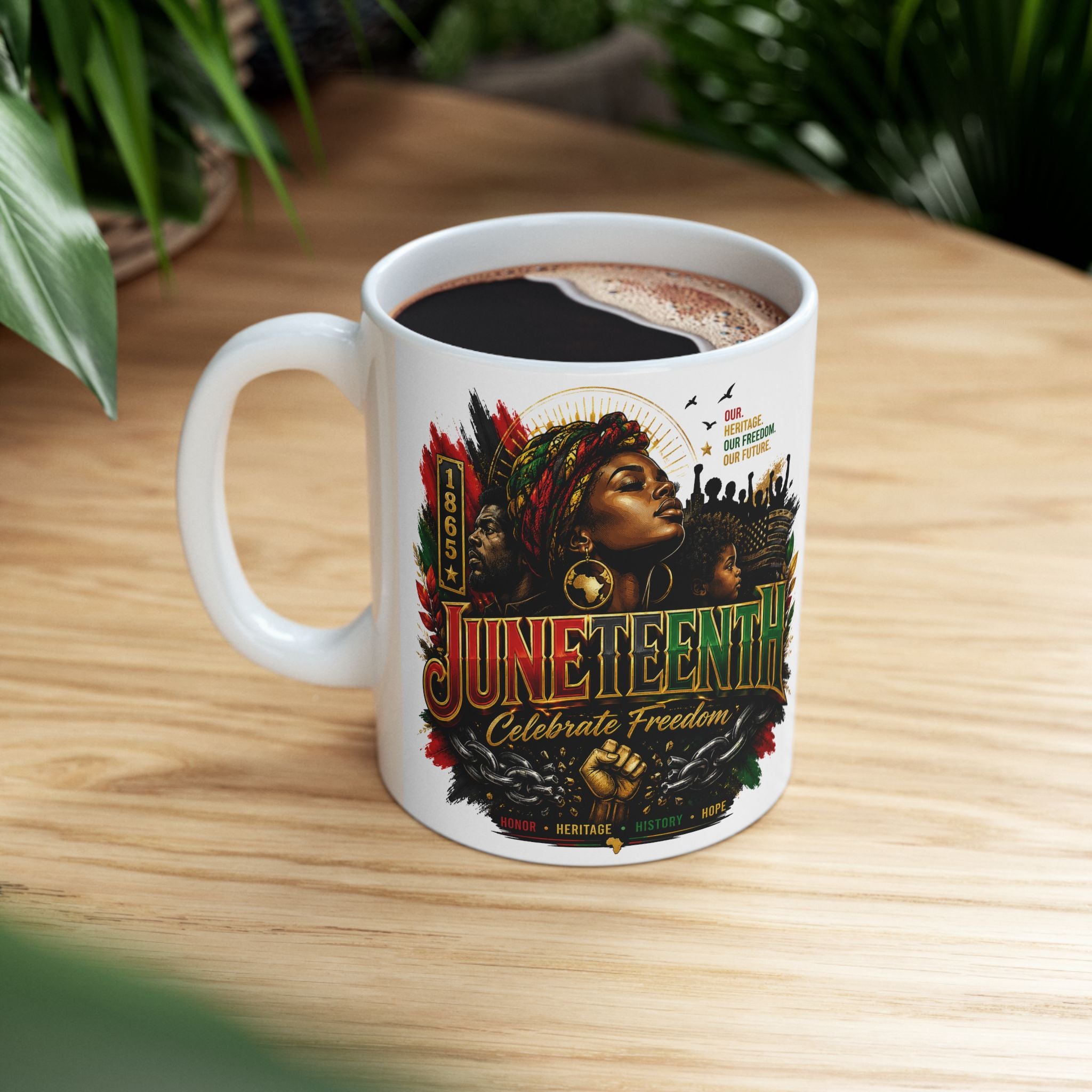 Juneteenth Ceramic Mug, (11oz, 15oz) | Juneteenth 1865 Heritage Mug | Premium White CeramicCoffee Mug