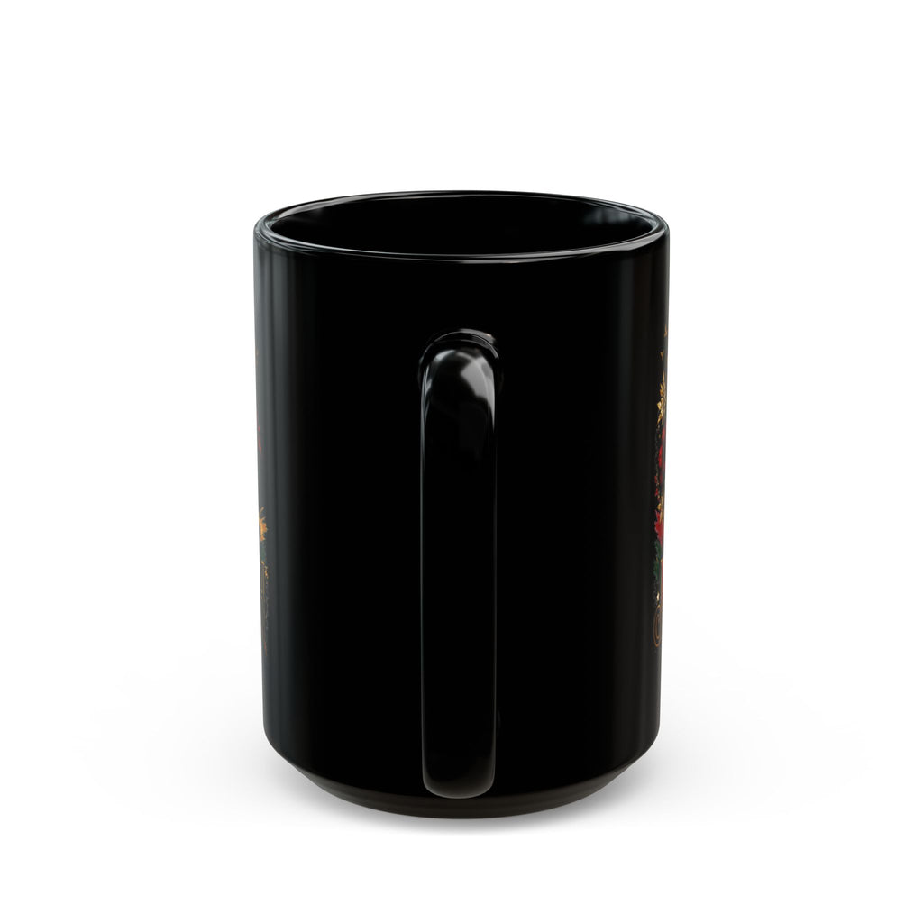 Juneteenth Celebration Mug | Black Heritage Coffee Cup with Afro Floral Portrait (11oz/15oz) | Juneteenth 1865 Heritage Mug | Premium Black Ceramic Coffee Mug