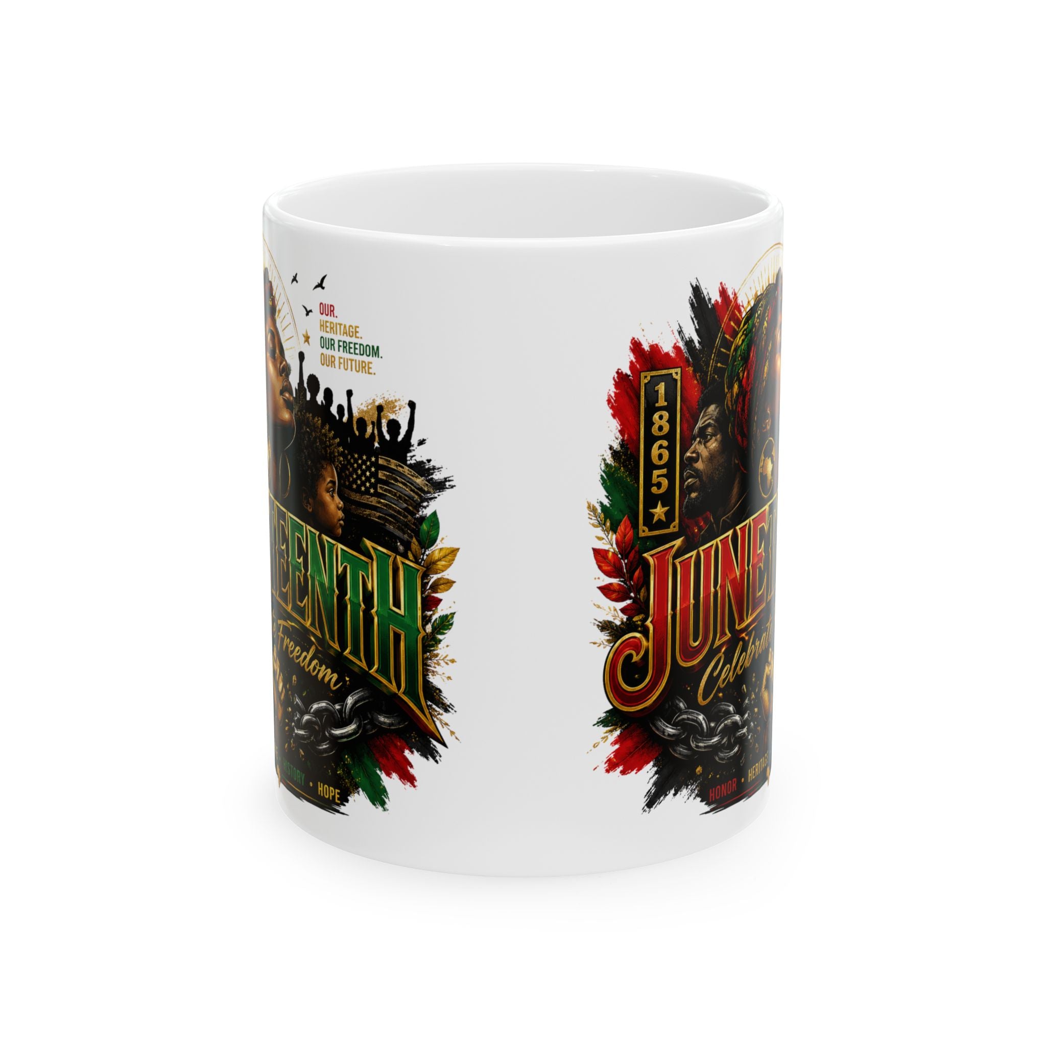 Juneteenth Ceramic Mug, (11oz, 15oz) | Juneteenth 1865 Heritage Mug | Premium White CeramicCoffee Mug