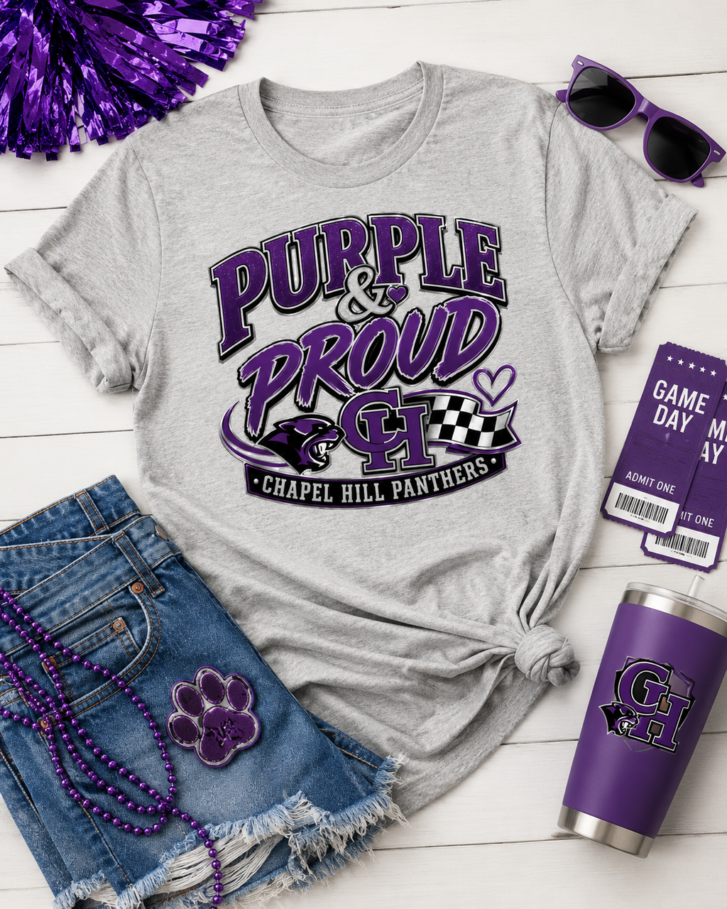 Chapel Hill Panthers Purple & Proud Shirt | Spirit Tee | Bella + Canvas Unisex Jersey Short-Sleeve T-Shirt