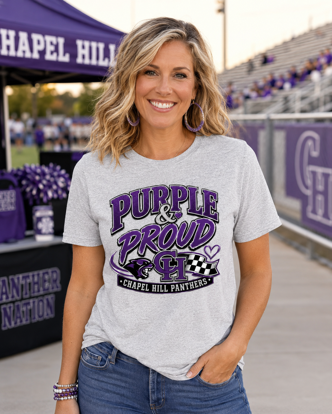 Chapel Hill Panthers Purple & Proud Shirt | Spirit Tee | Bella + Canvas Unisex Jersey Short-Sleeve T-Shirt