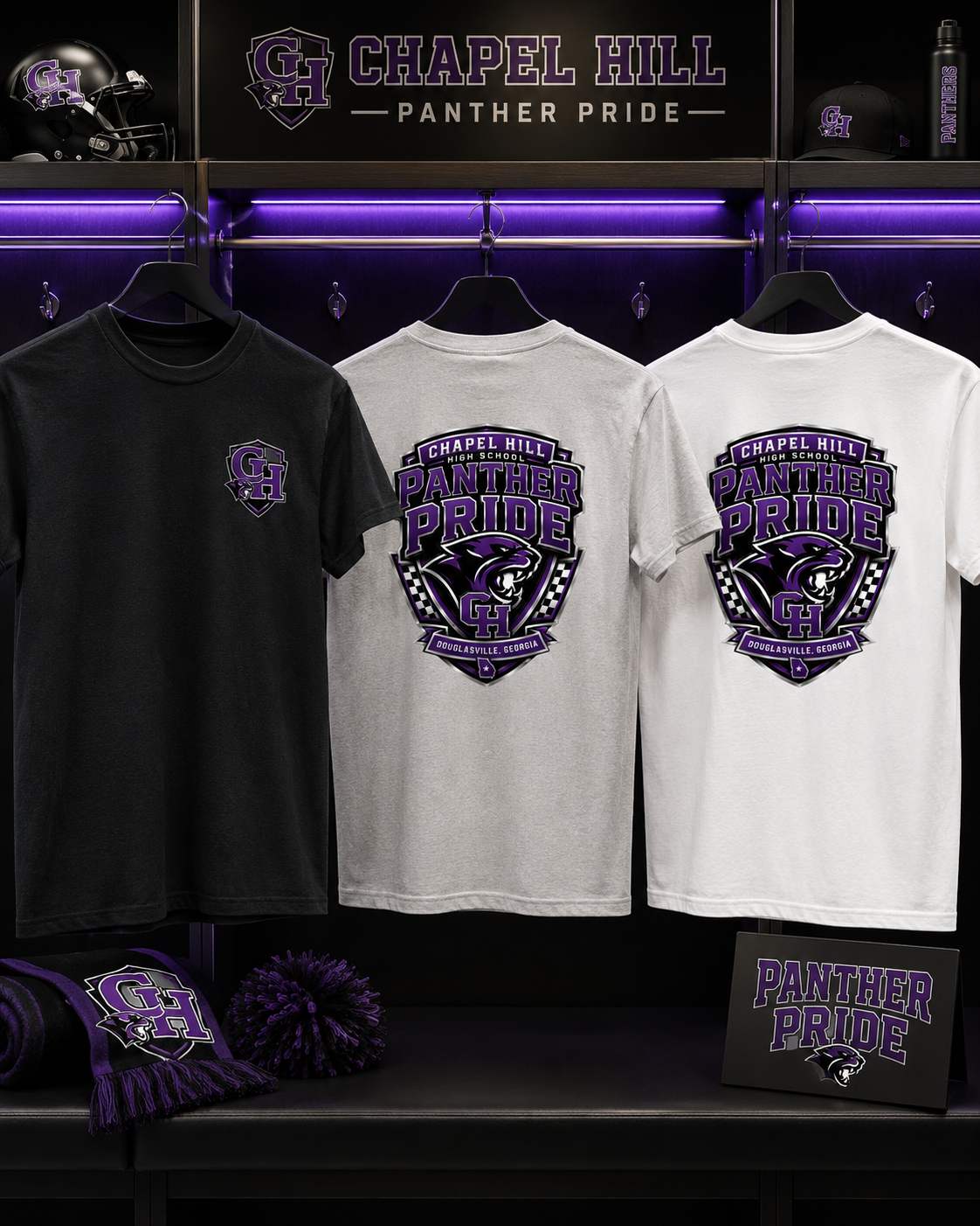 Chapel Hill Panther Pride Front & Back Shirt | CH Spirit Tee | Gildan Mens Softstyle Tee