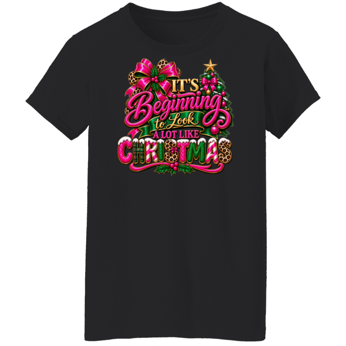 Black ladies tee with It’s Beginning to Look a Lot Like Christmas design