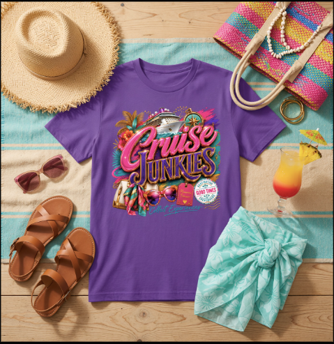 Cruise Junkies Vacation Tee | Women’s Vacation T-Shirt | Bella + Canvas Unisex Jersey Short-Sleeve T-Shirt