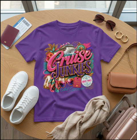 Cruise Junkies Vacation Tee | Women’s Vacation T-Shirt | Bella + Canvas Unisex Jersey Short-Sleeve T-Shirt