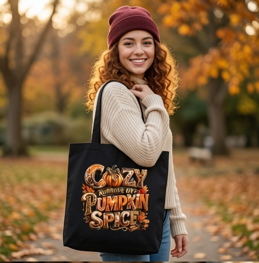 Cozy Running on Pumpkin Spice Fall Tote Bag