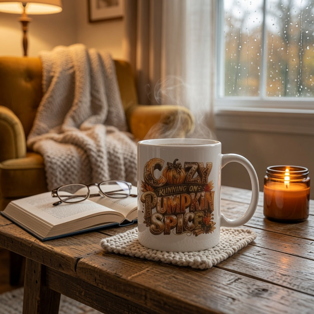 Cozy Running on Pumpkin Spice Fall Coffee Mug | 11oz White Mug
